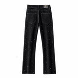 Midnight Serpent Rhinestone Pants - Century Penthouse BLACK