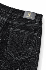 Midnight Serpent Rhinestone Pants - Century Penthouse BLACK