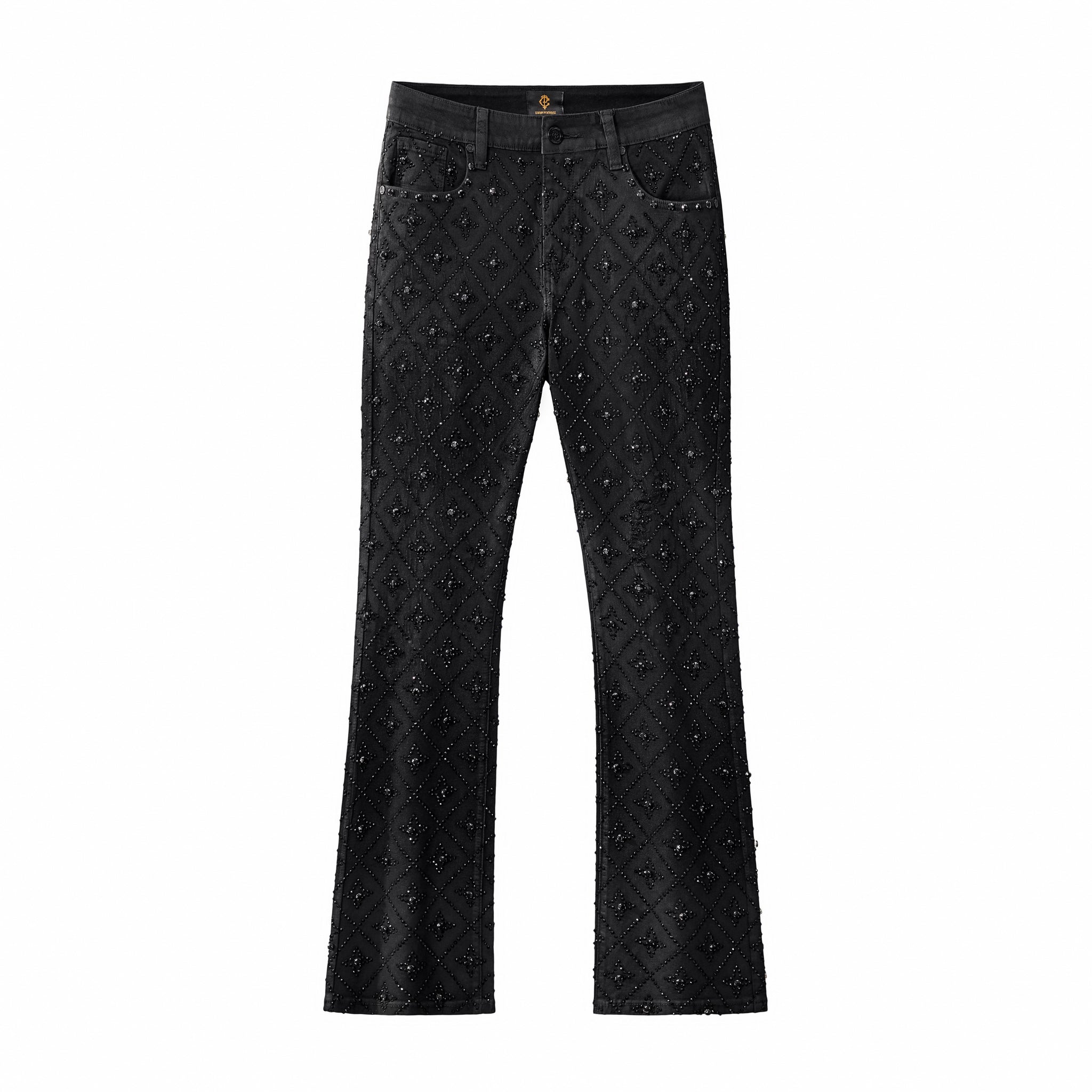 Radiant Embellished Denim Pant – Century Penthouse BLACK