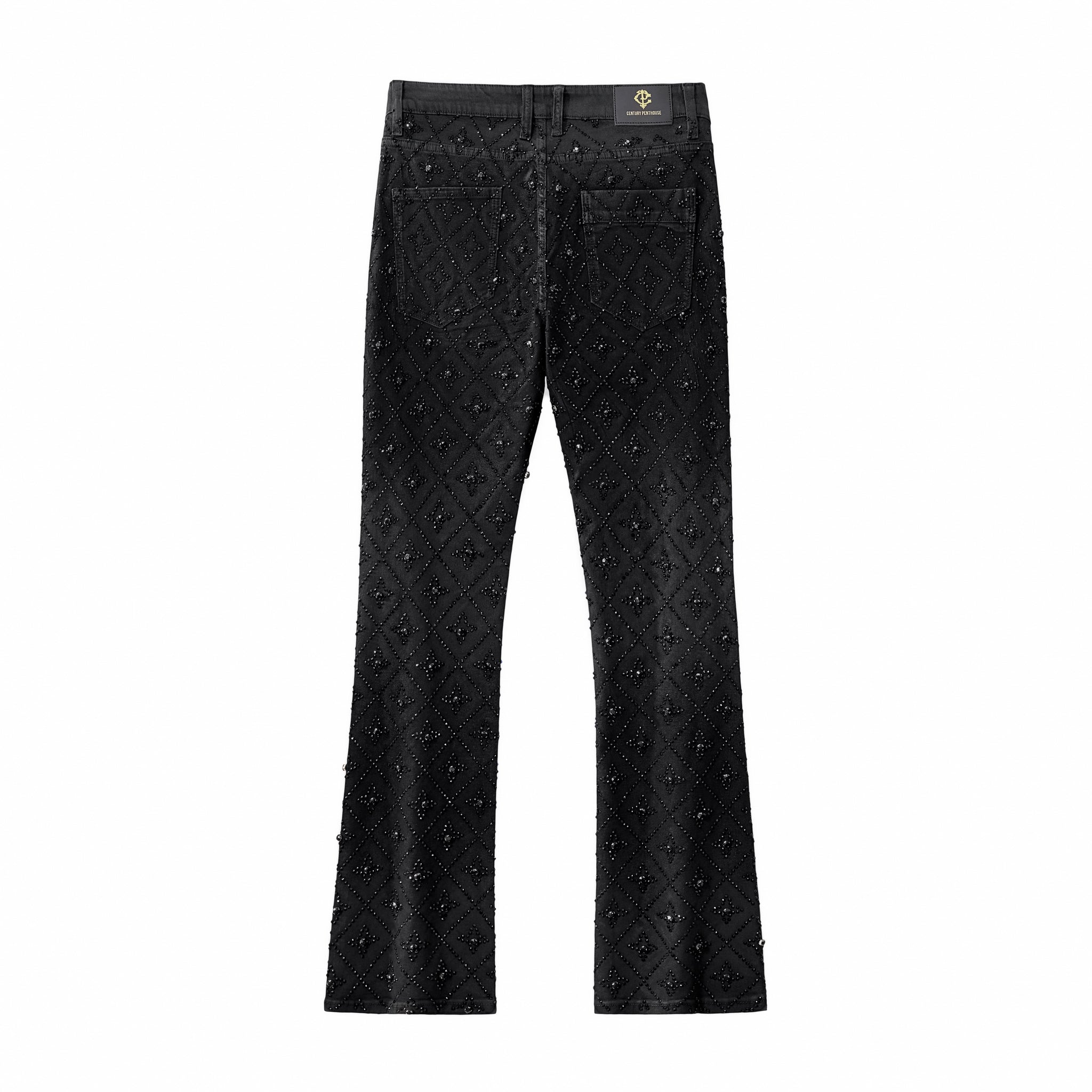 Radiant Embellished Denim Pant – Century Penthouse BLACK
