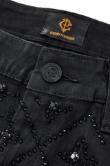 Radiant Embellished Denim Pant – Century Penthouse BLACK