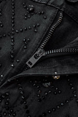 Radiant Embellished Denim Pant – Century Penthouse BLACK