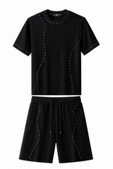 Radiant Grid Stone Short set – Century Penthouse BLACK/BLACK