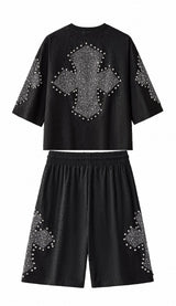 Sanctum Cross Short Set – Century Penthouse BLACK/SILVER