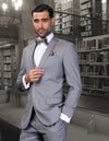 Men’s Gray 3pc suit ultra slim fit super 150’s italian wool STATEMENT SUITS CORTA