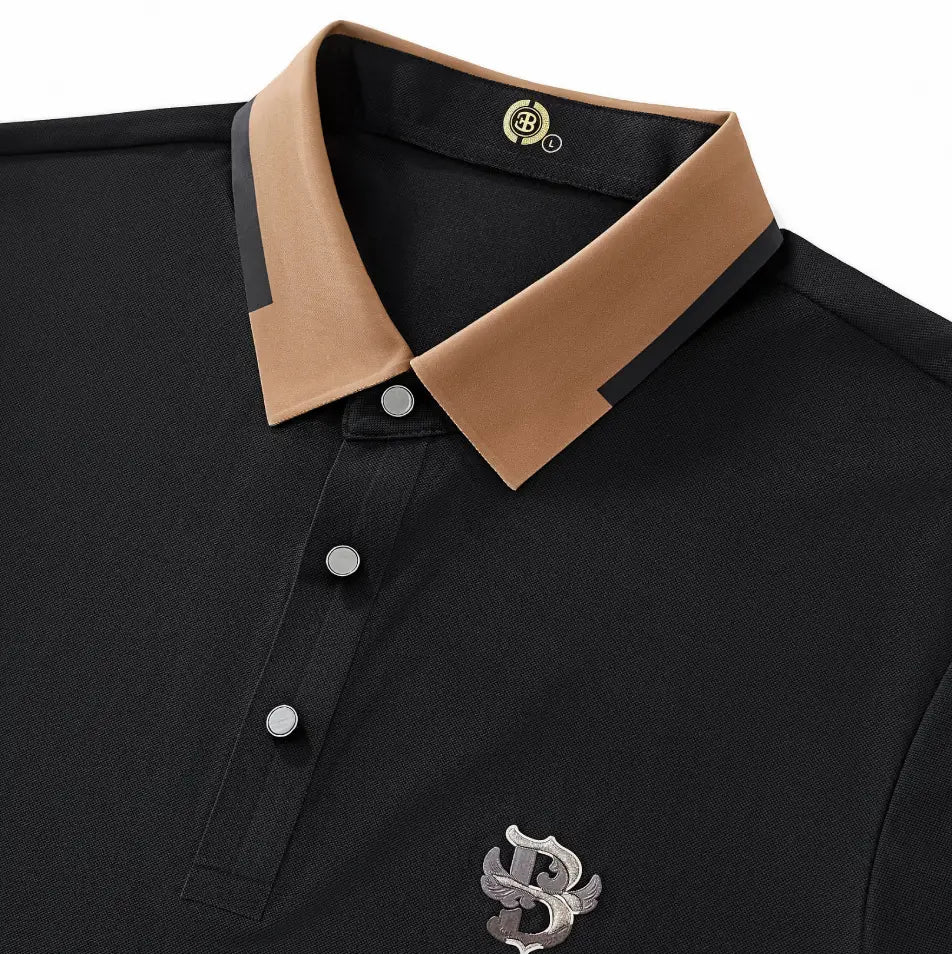El Baron Contrast Trim Men's Performance Polo - Black