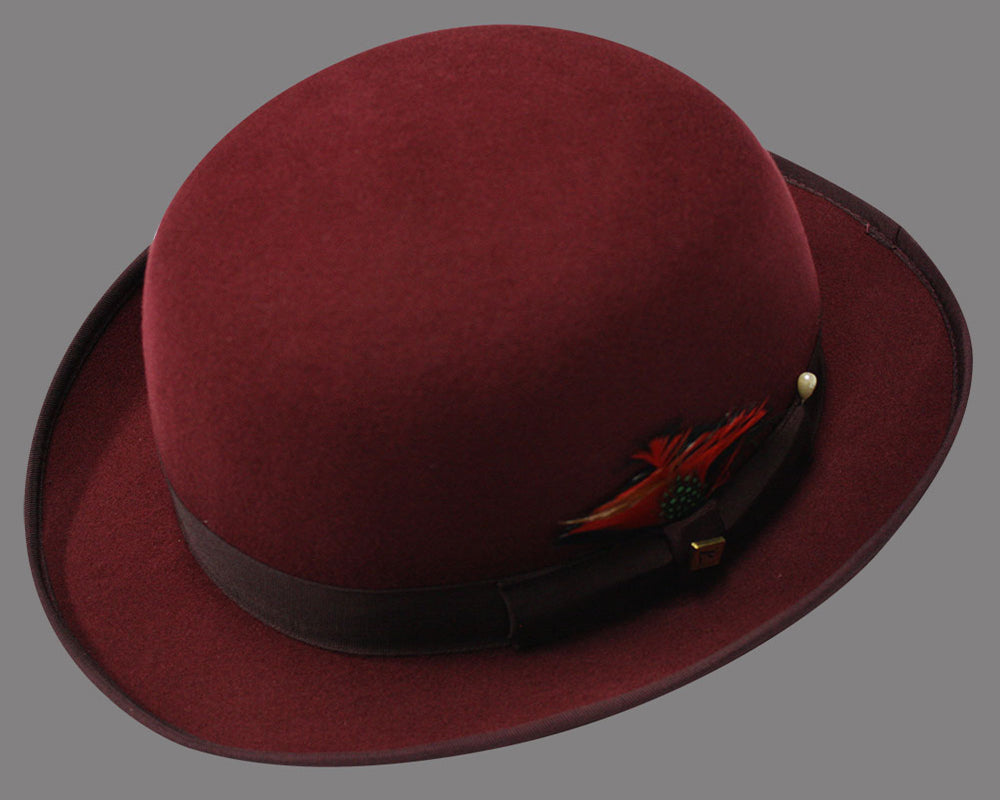 100% Wool Burgundy Derby Hat