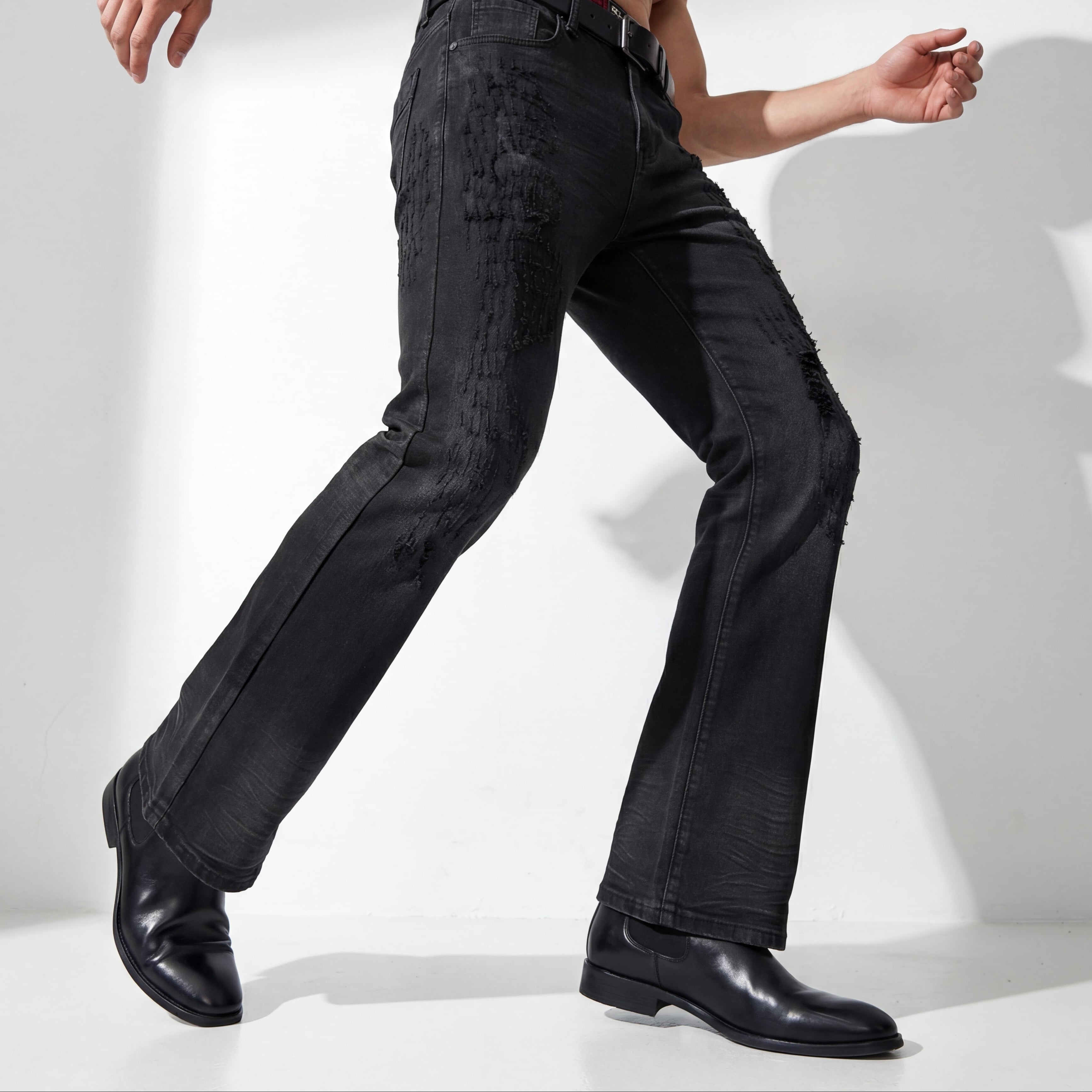 Obsidian Distressed Denim Pant BLACK