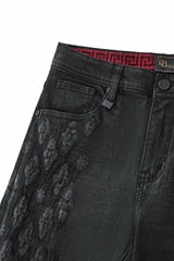 Regalia Medallion Print Denim Pant BLACK