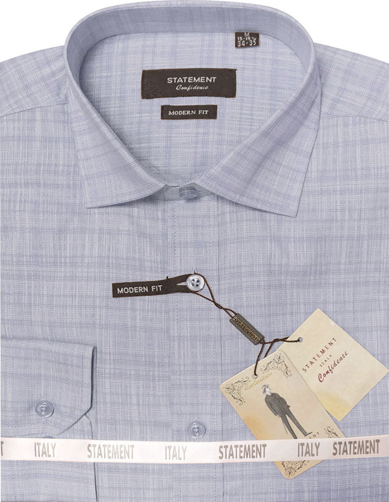 Men’s Long Sleeves Shirt 100% Prime Cotton Pin Dot Modern Fit | DS-102-Blue
