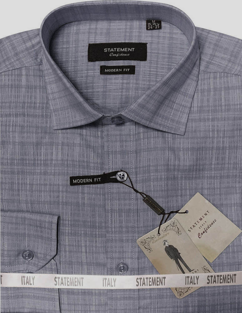 Men’s Long Sleeves Shirt 100% Prime Cotton Pin Dot Modern Fit | DS-102-Charcoal
