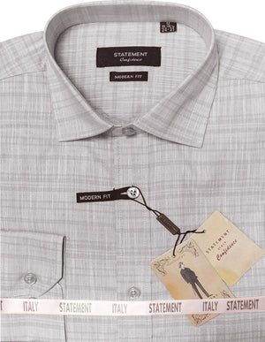 Men’s Long Sleeves Shirt 100% Prime Cotton Pin Dot Modern Fit | DS-102-Gray