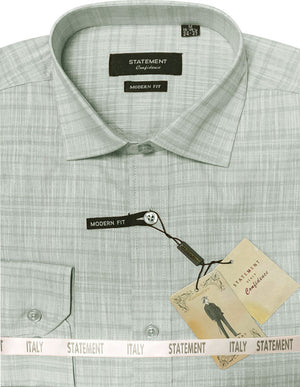 Men’s Long Sleeves Shirt 100% Prime Cotton Pin Dot Modern Fit | DS-102-Green