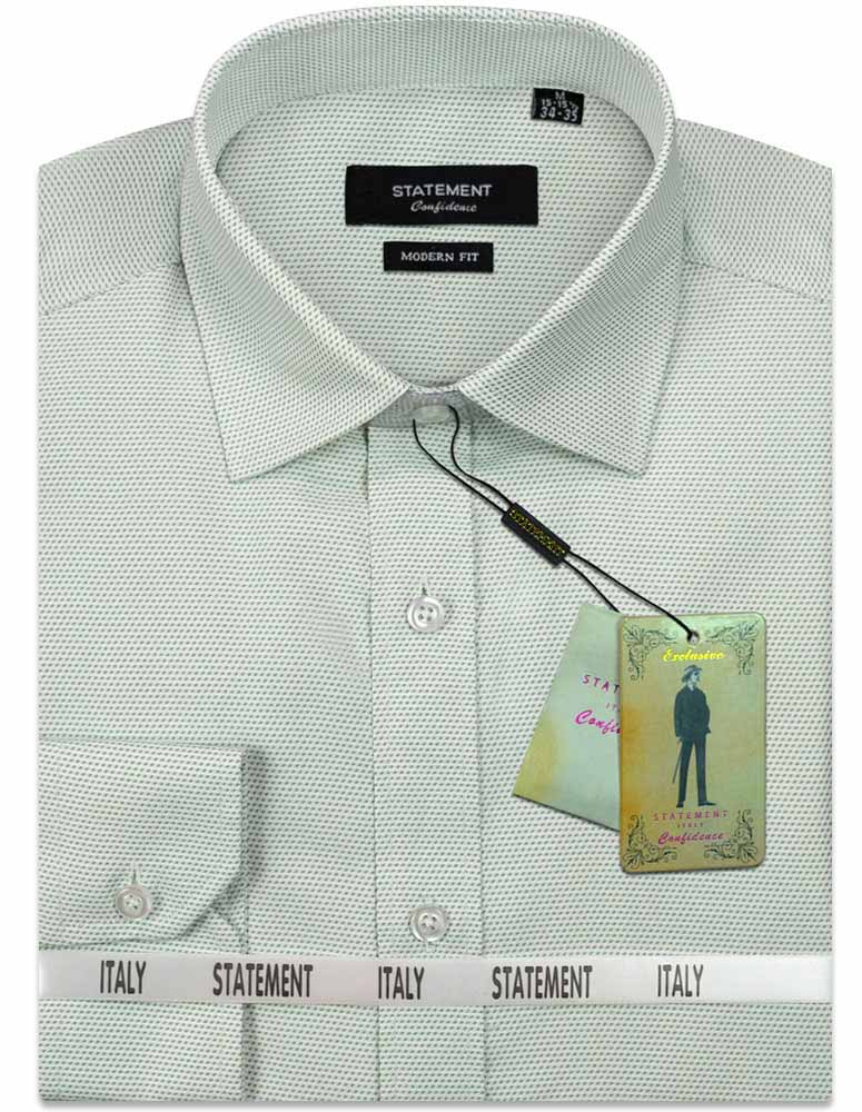 Men’s Long Sleeves Shirt 100% Prime Cotton Pin Dot Modern Fit | DS-101-Green