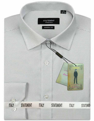 Men’s Long Sleeves Shirt 100% Prime Cotton Pin Dot Modern Fit | DS-101-Gray