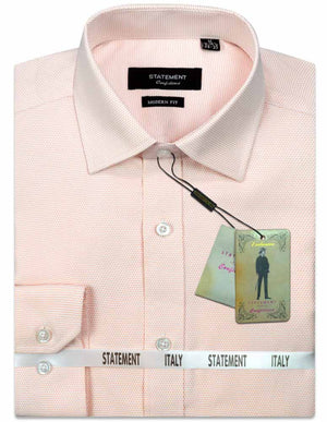 Men’s Long Sleeves Shirt 100% Prime Cotton Pin Dot Modern Fit | DS-101-Peach