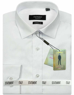 Men’s Long Sleeves Shirt 100% Prime Cotton Pin Dot Modern Fit | DS-101-White