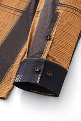 El Baron Seamless Plaid Stripe Men's Shirt - Caramel