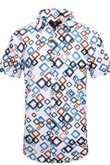 Barocco Pixel Cascade Men's Short Sleeve Shirt - White/Black