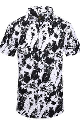Barocco Monochrome Ink Splash Men's Short Sleeve Shirt - White/Black