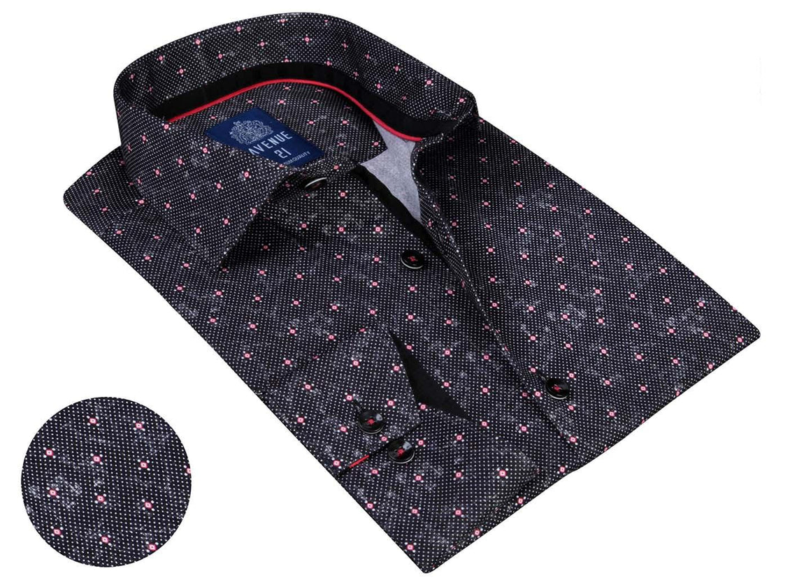 Men's Tapered Formal Button Down Shirt Black | F43