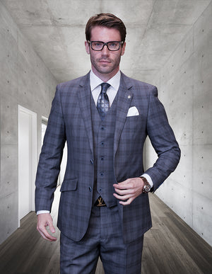 Men's 3pc Classic Grey Suit Super 200's Italian Wool | Galeli