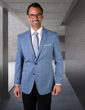 Statement Single Jacket-sports Coat Super 150\'s Italian Fabric| GIGLIO-10| Blue