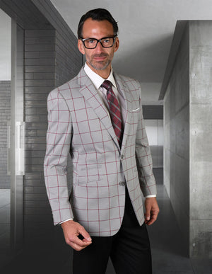 Statement Single Jacket-sports Coat Super 150\'s Italian Fabric| GIGLIO-10| Grey