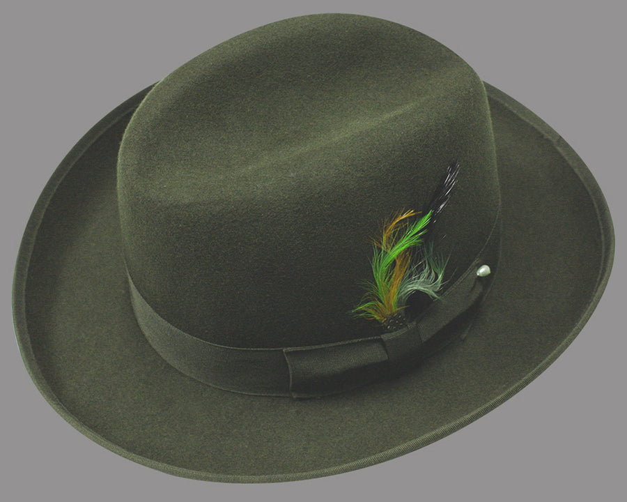 100% Wool God Father Hat - Olive