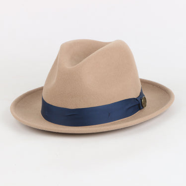 Bowery Fine Australian Wool Fedora Hat – Camel with Blue Band | WH-102
