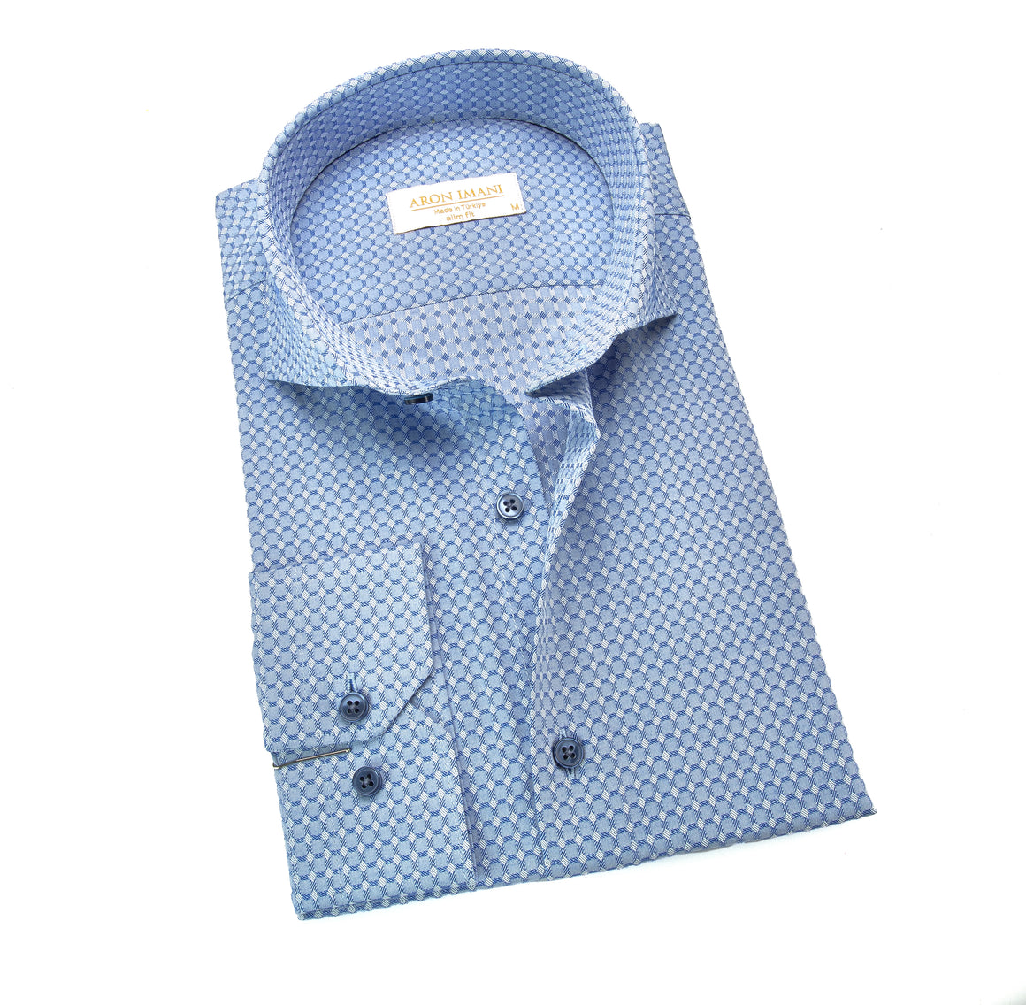 Discover elegance with the ARON IMANI European Made Men's Button Down Dress Shirt in a sleek, slim fit | 108 Blue