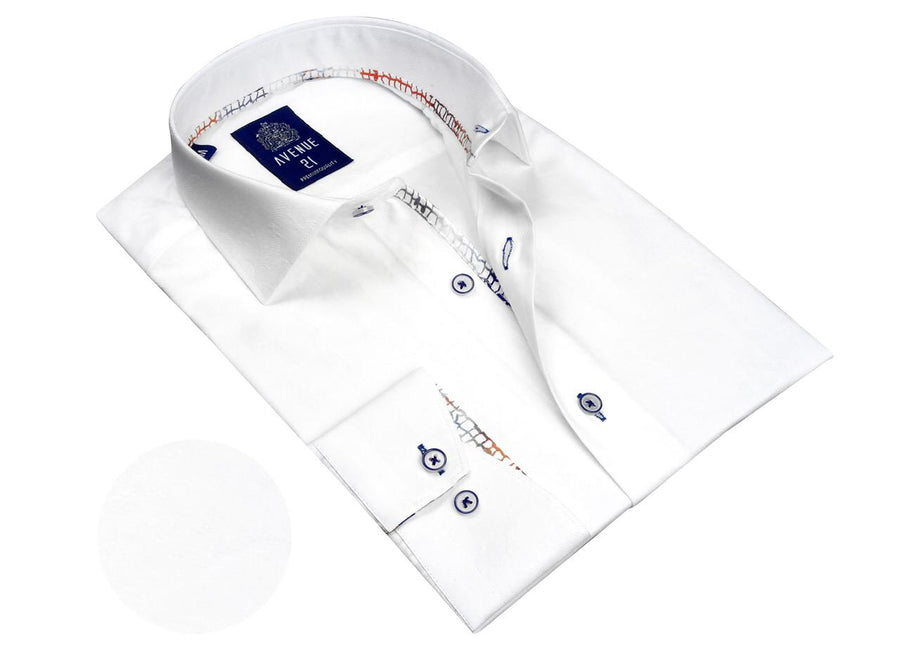 Men's Shirt Tailored Fit Long Sleeves European Made | White | J01