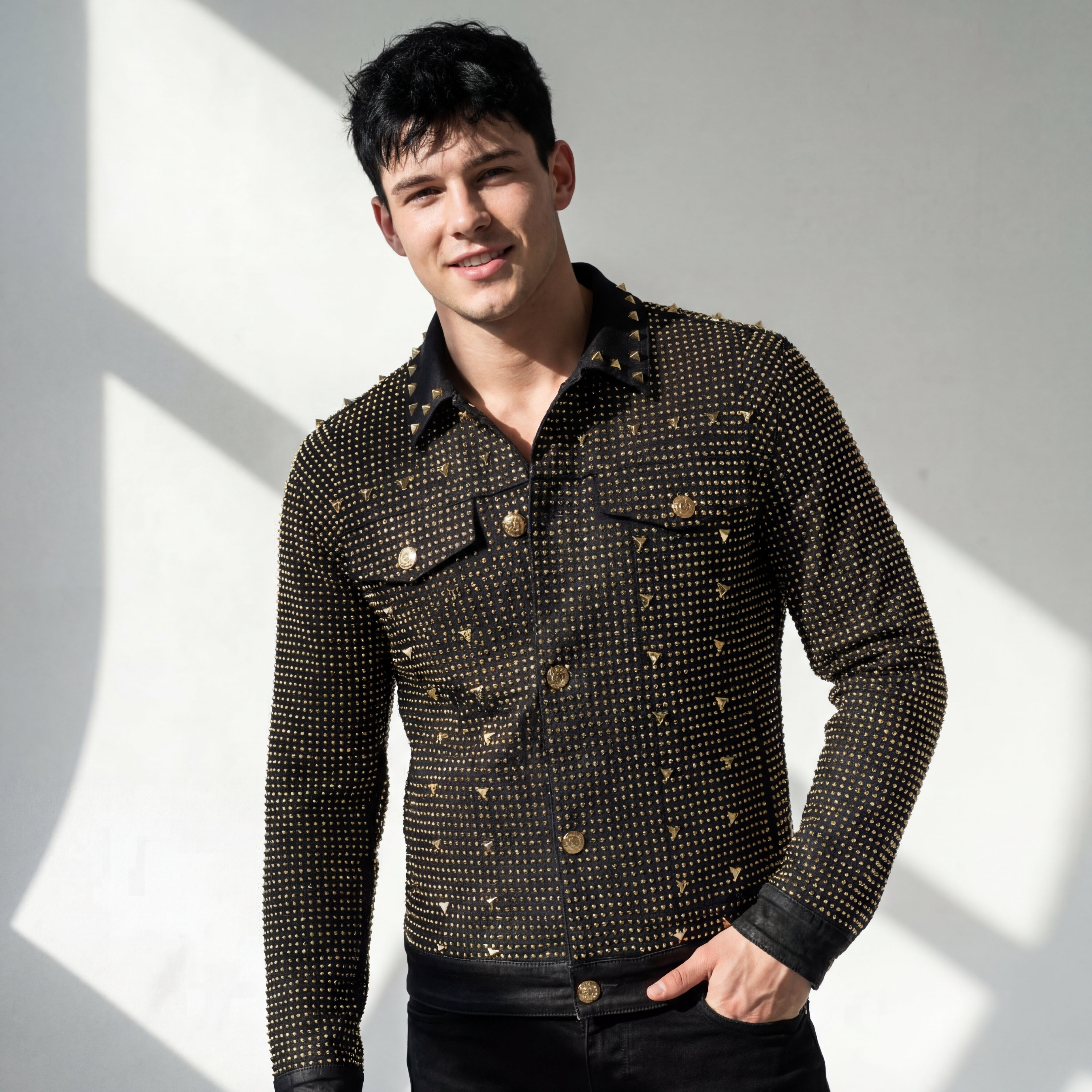 Pure Style BLACK/GOLD Men's Denim Jacket – Franky Fashion