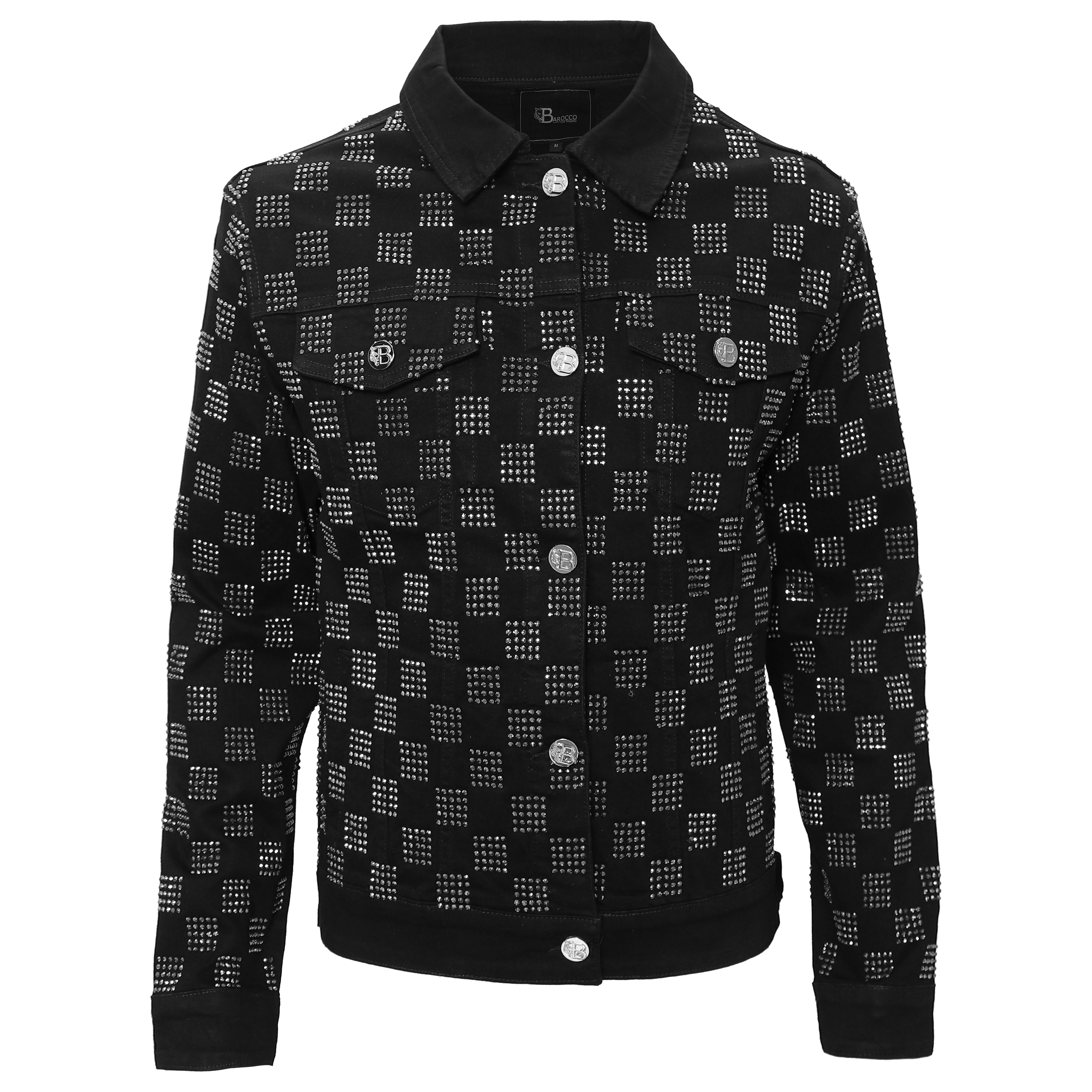Dazzle Check Denim Jacket BLACK/SILVER