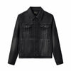 Obsidian Distressed Denim Jacket BLACK