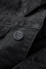 Obsidian Distressed Denim Jacket BLACK