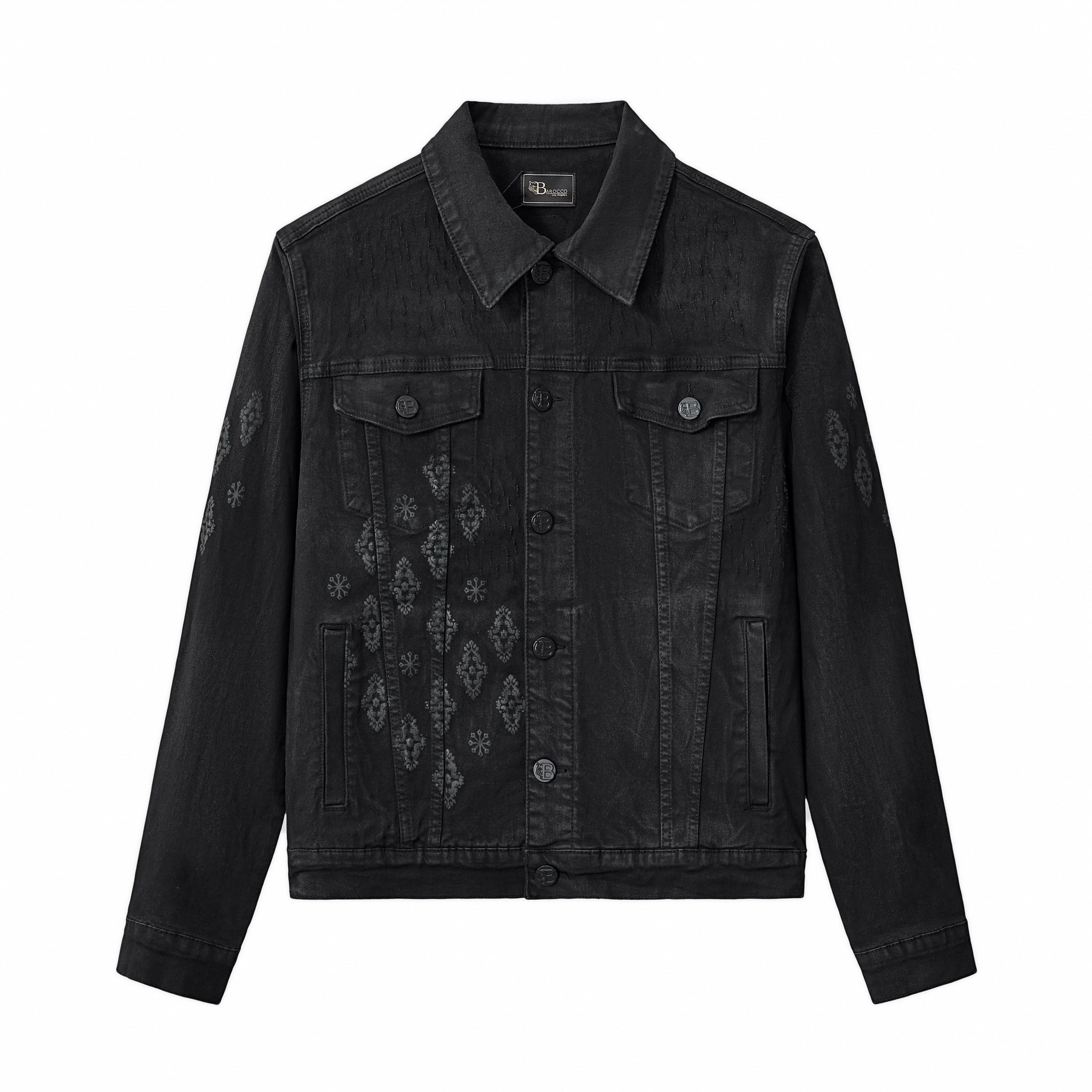 Regalia Medallion Print Denim Jkt BLACK