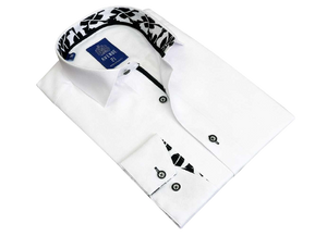 Trendy Avenue 21: Men's European Button Down Shirt | White | K09