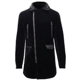 Faux Fur Collar Velvet Jacket BLACK