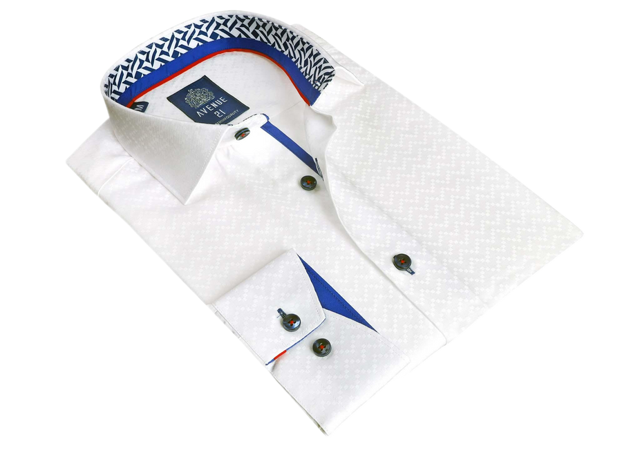 Crisp Purity: European-Crafted Men's White Button Down Long Sleeves Shirt | L01