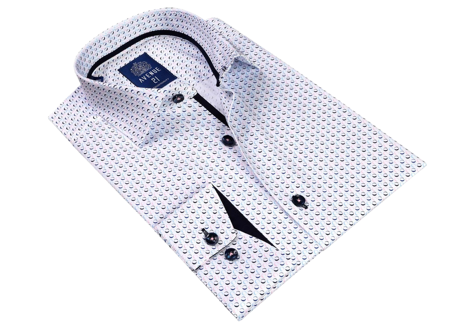 Azure Allure: European-Crafted Men's Blue Button Down Long Sleeves Shirt | L15A