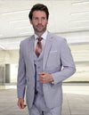 Men’s Lavender sharkskin 3-piece suit modern fit Italian wool STATEMENT SUITS LARZO