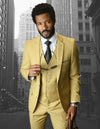 Men’s Chestnut solid 3pc suit slim fit flat-front pants super 150’s wool STATEMENT SUITS LORENZO