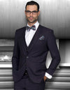 Men’s EggPlant solid 3pc suit slim fit flat-front pants super 150’s wool STATEMENT SUITS LORENZO