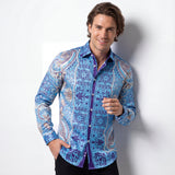 Barocco Boldly Paisley Men's Shirt - Sky