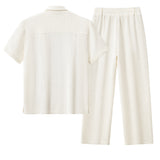 Barocco Loft Men's Textured Shirt & Pants Set - Taupe