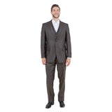 Brown Solid Shiny Sharkskin 3-PC Regular Modern Fit Suits