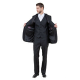 Steel Navy Solid Shiny Sharkskin 3-PC Regular Modern Fit Suits