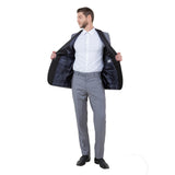 Gray / Black Solid with Black Shawl Collar Trim 2-PC Slim Fit Suits