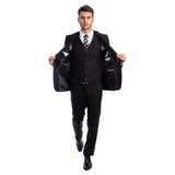Men's 3pc Solid Suit, Notch Lapel